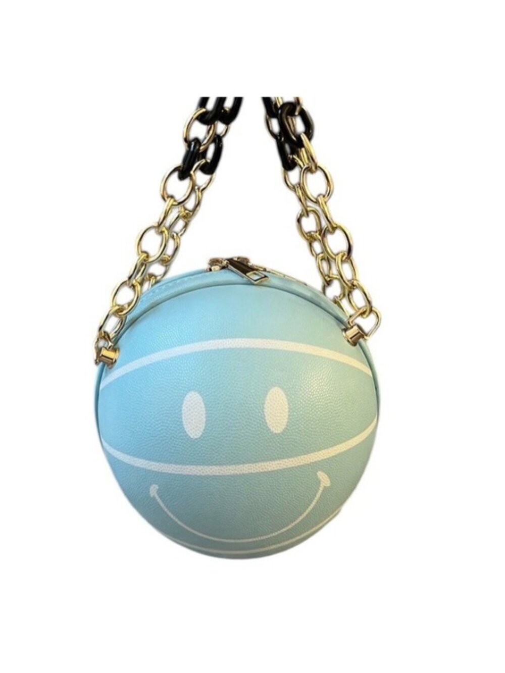 Light Blue Basketball Shaped Hand Bag Chains Shoulder Crossbody Novelty Bag New